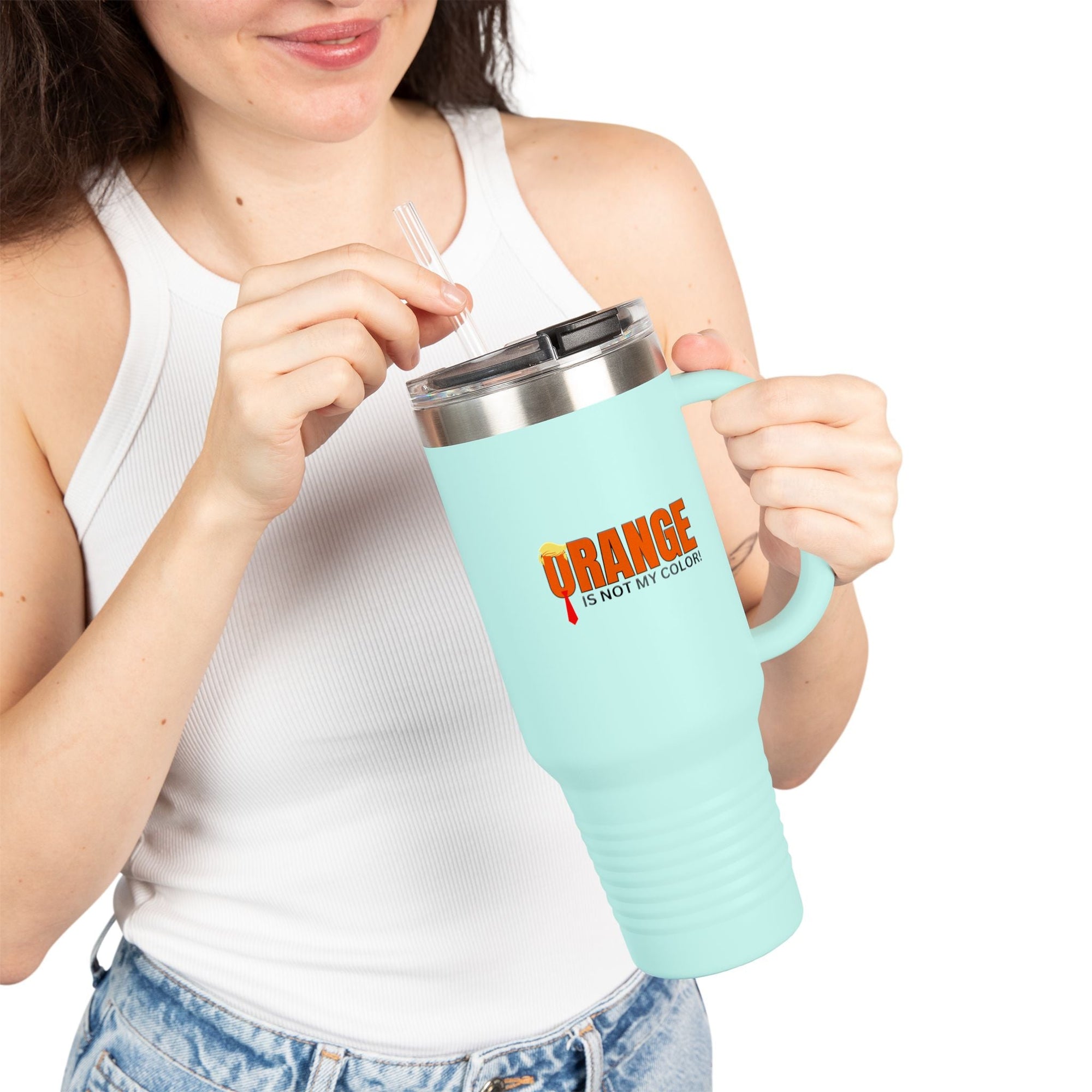 Orange Is Not My Color Insulated Travel Mug – 40oz Personal Drink Companion Printify