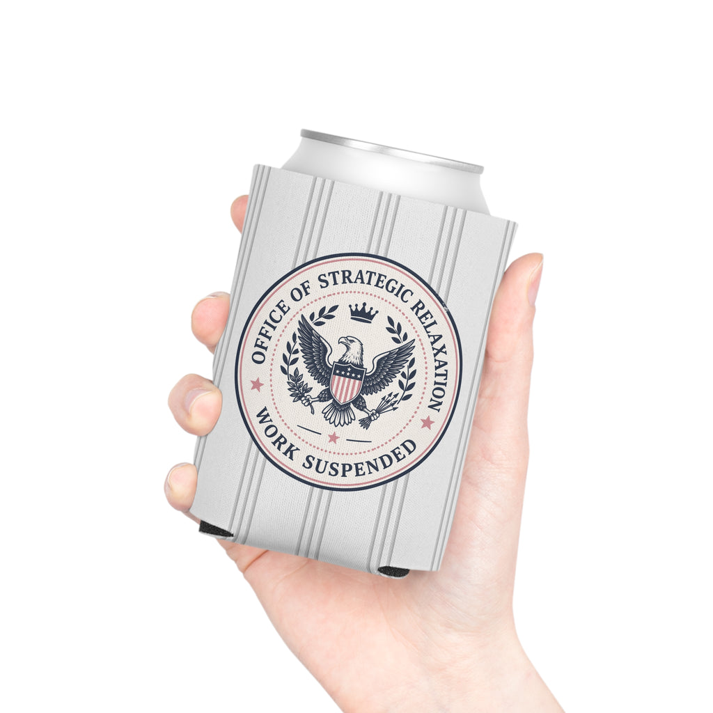 Office of Strategic Relaxation Can Cooler | Work Suspended Funny Koozie