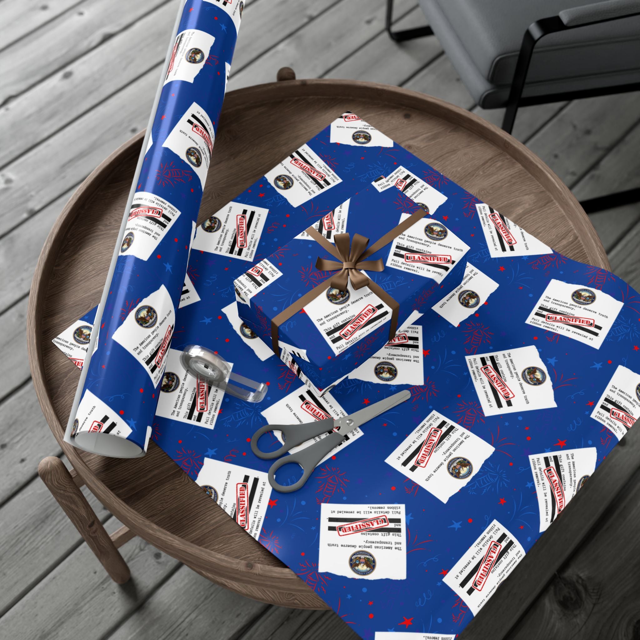 Classified Documents All-Occasion Gift Wrap – Redacted Files Political Satire Wrapping Paper
