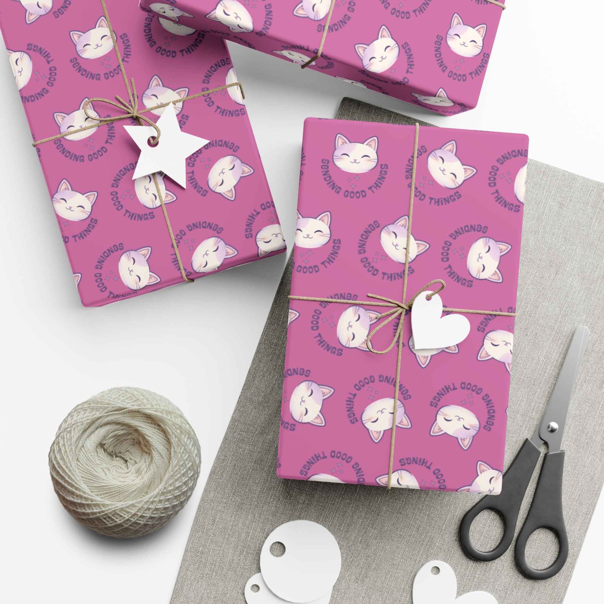 Sending Good Things Cat Gift Wrap – Pink All-Occasion Wrapping Paper