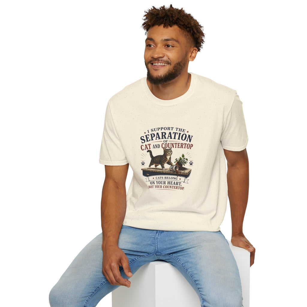 Separation of Cat and Countertop T-Shirt | Funny Cat Lover Tee