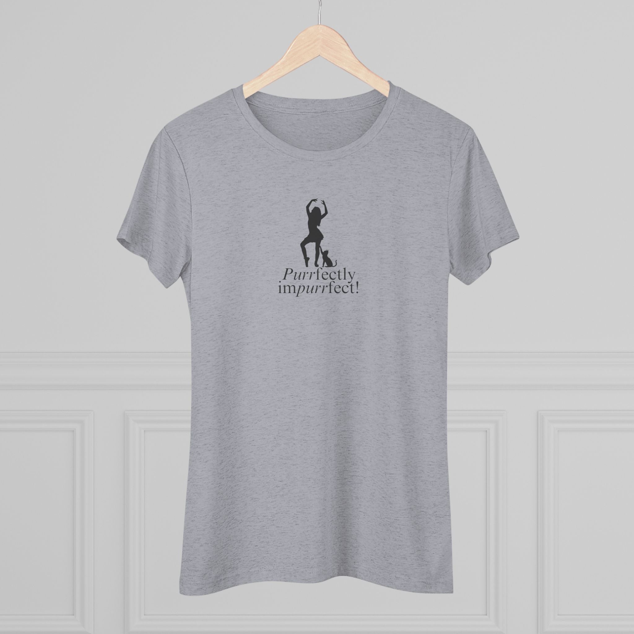 Photo depicting the ​Purrfectly Impurrfect Women's Triblend Tee from EpiAl's Shop.