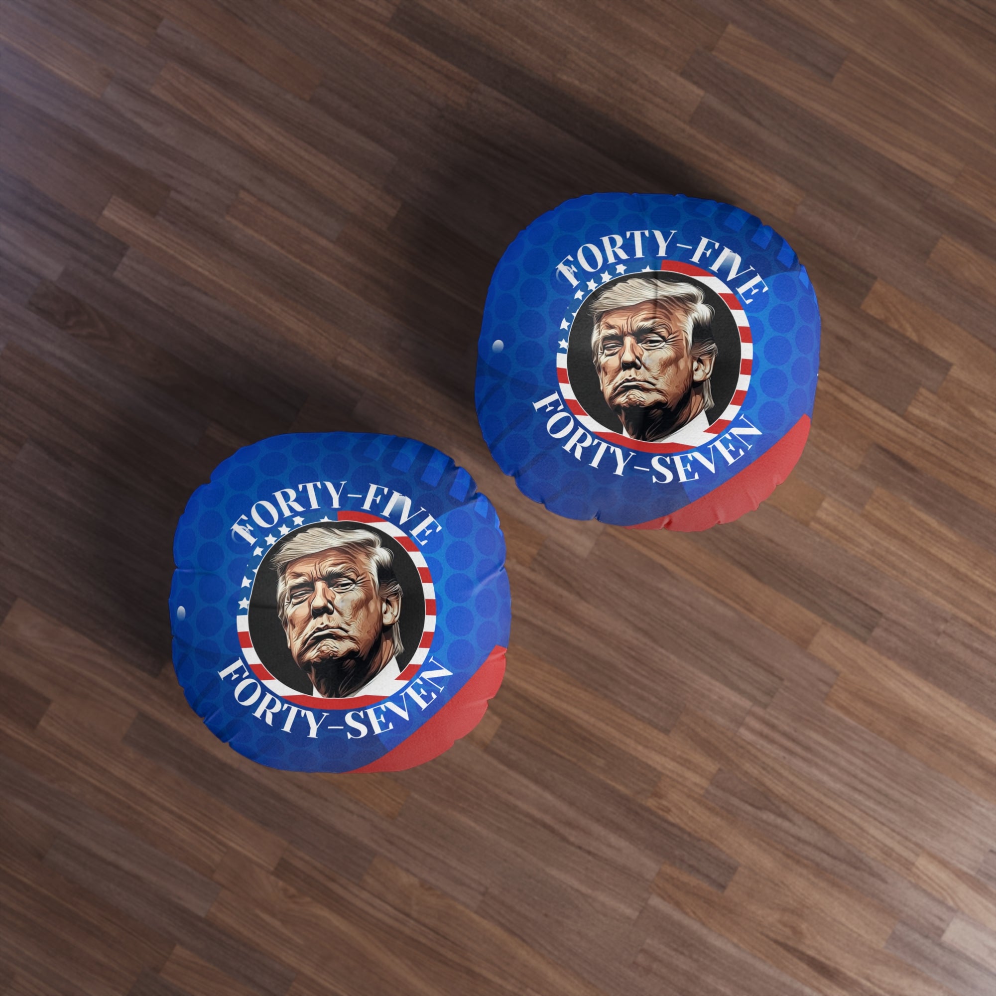 Patriotic 45 47 Trump Round Tufted Pillow