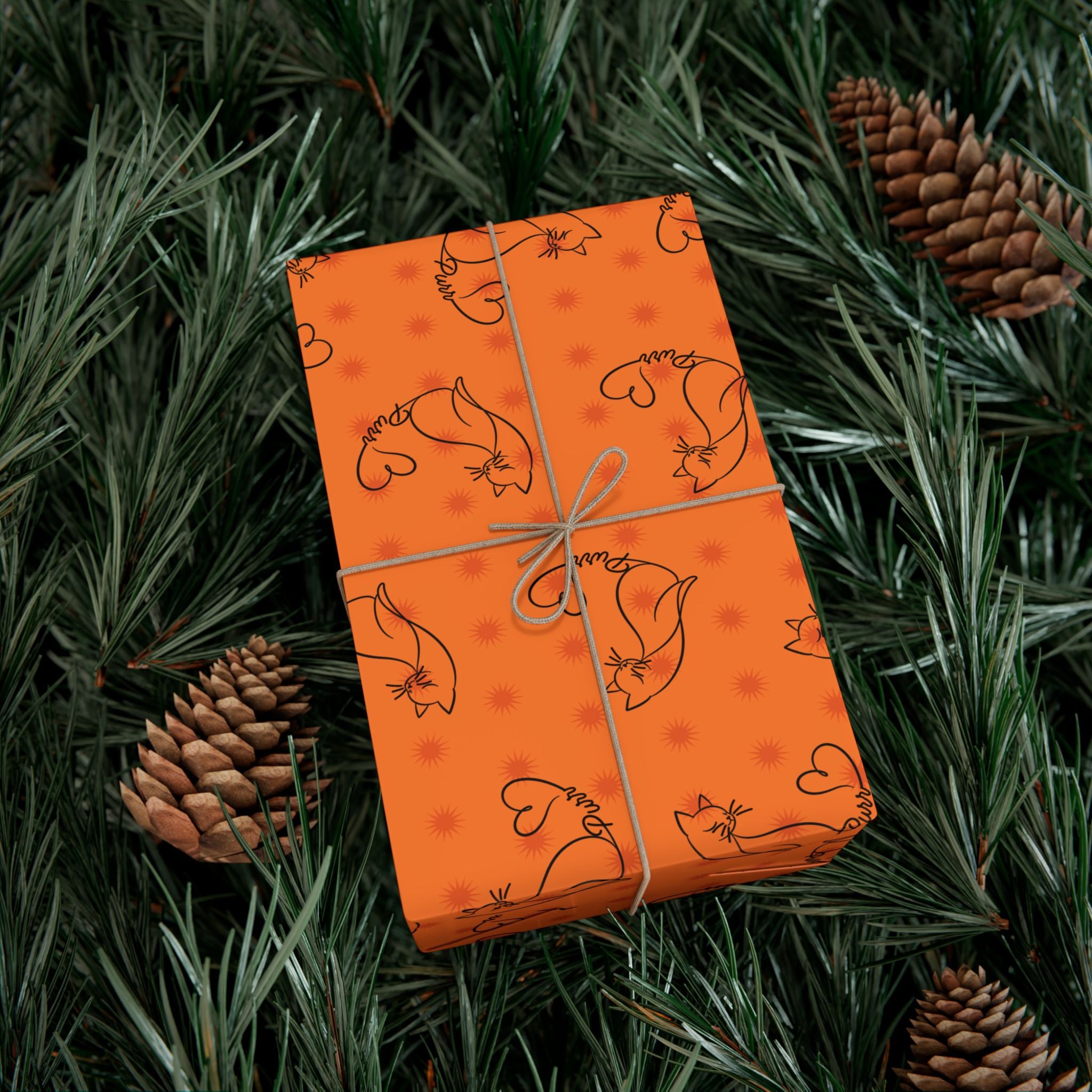 Purr Pattern All-Occasion Gift Wrap – Cat Line Art Wrapping Paper