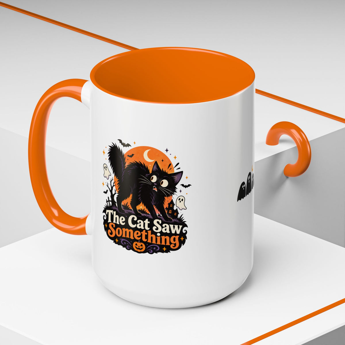 The Cat Saw Something Halloween Black Cat Accent Mug