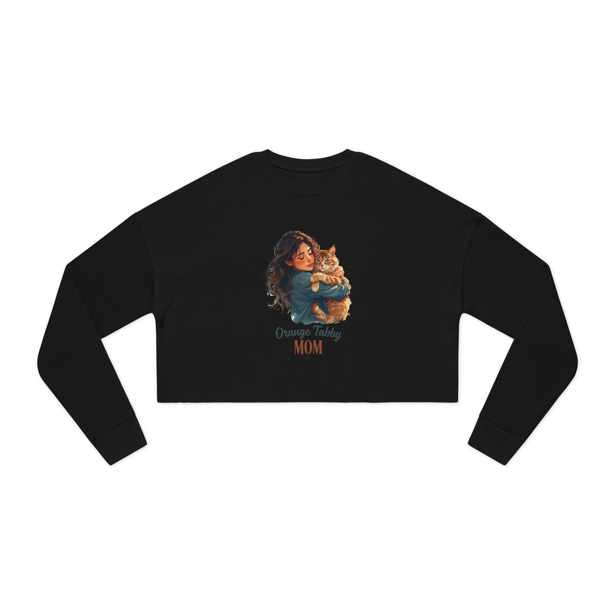 Cozy Orange Tabby Mom Cropped Sweatshirt