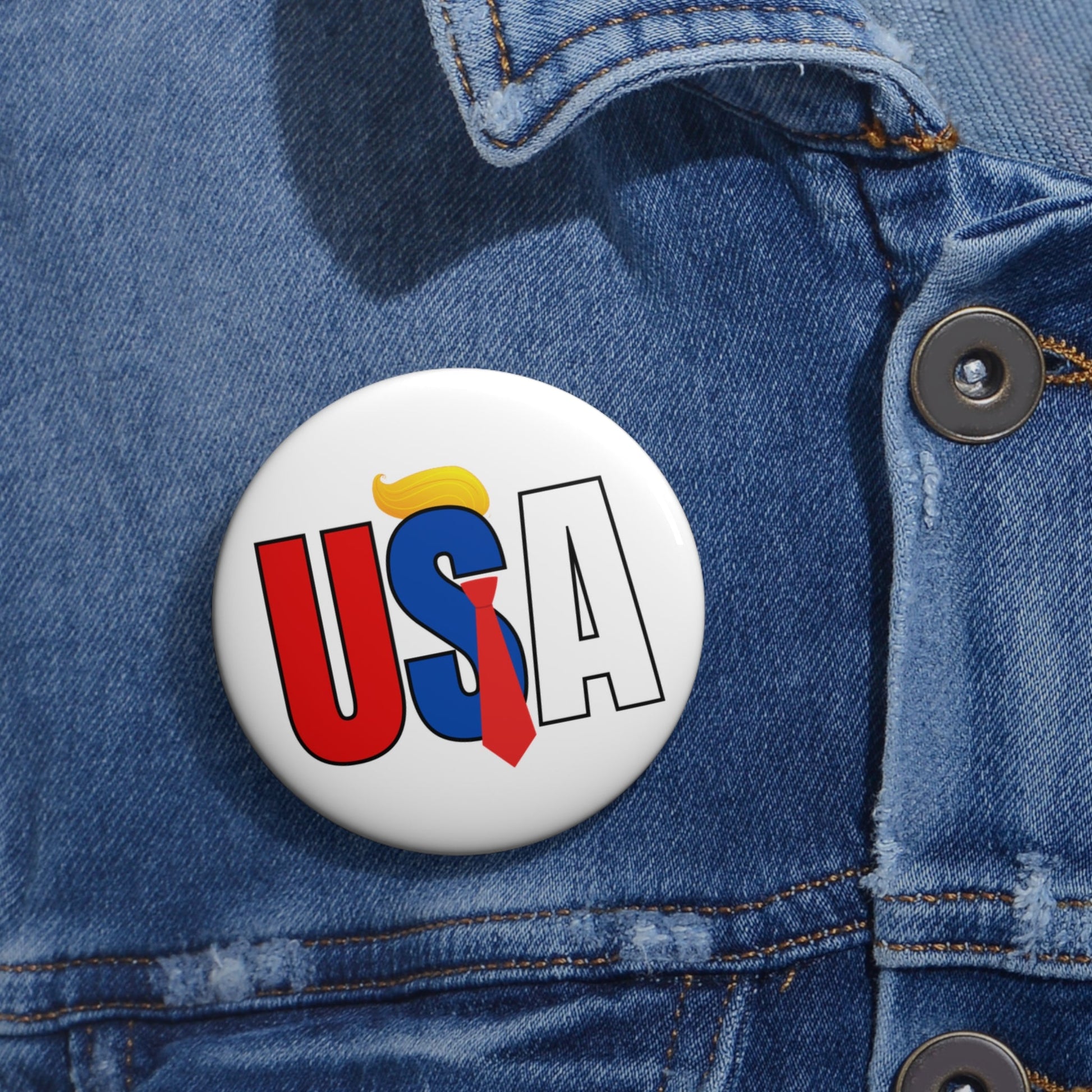Trump USA Pin Buttons - Fun & Patriotic Accessories for Events Printify