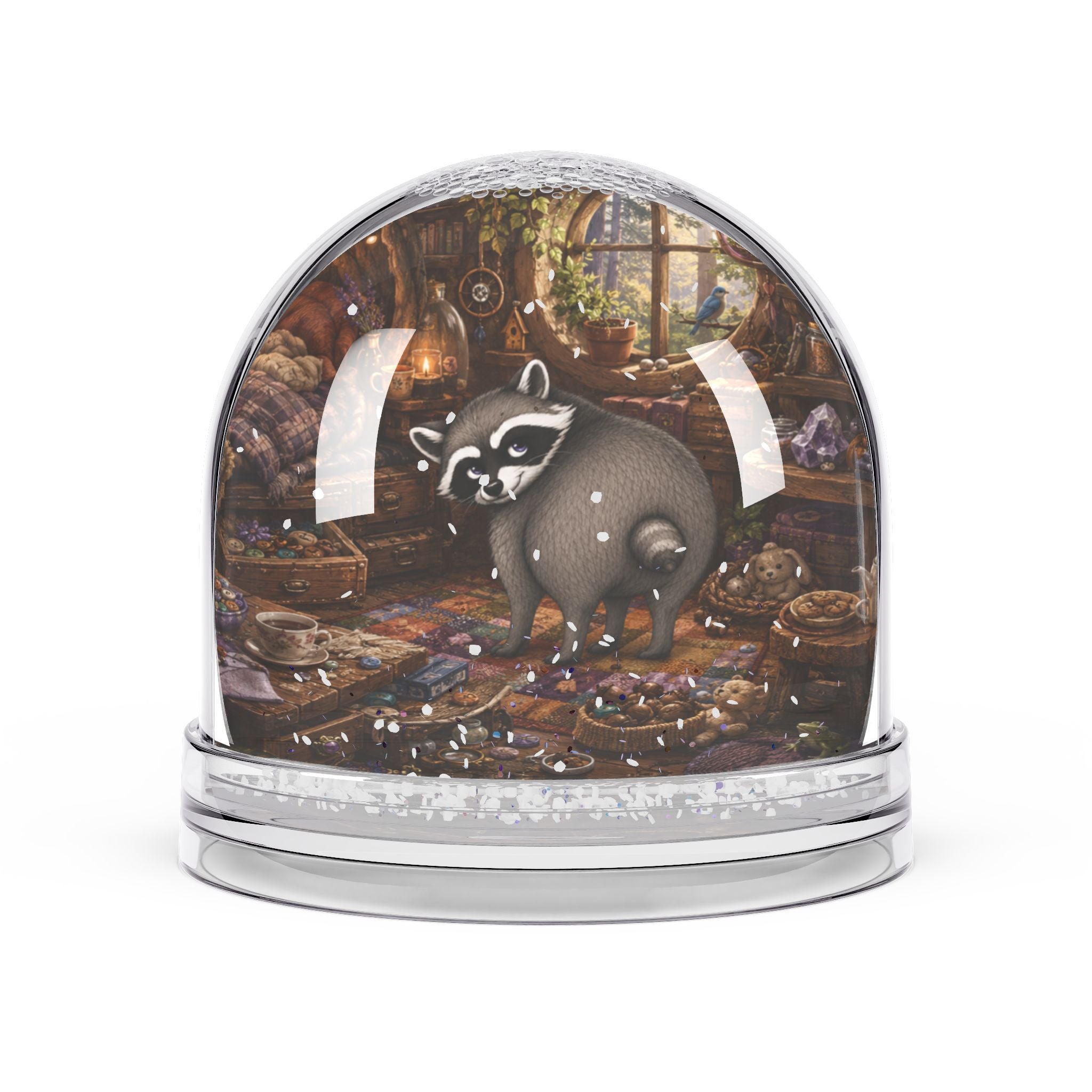 Jimothy Cozy Cabin Snow Globe | Whimsical Raccoon Keepsake