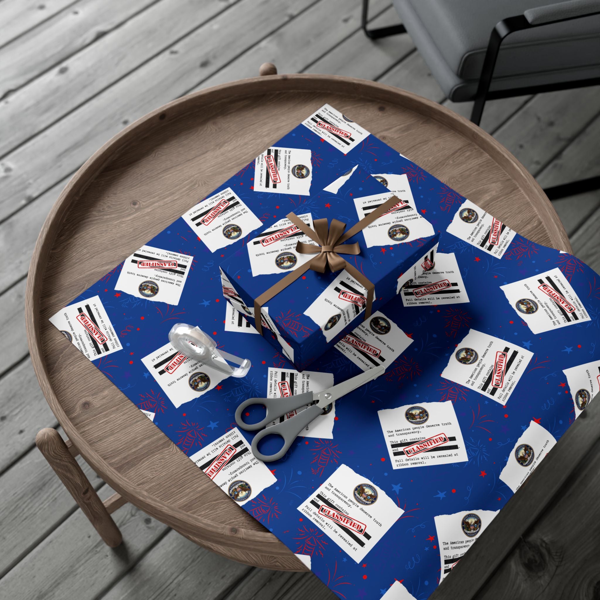Classified Documents All-Occasion Gift Wrap – Redacted Files Political Satire Wrapping Paper