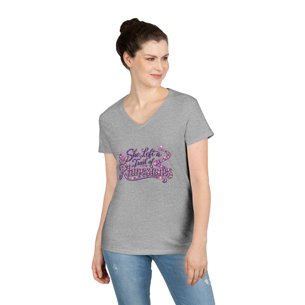 She Left a Trail of Rhinestones V-Neck T-Shirt