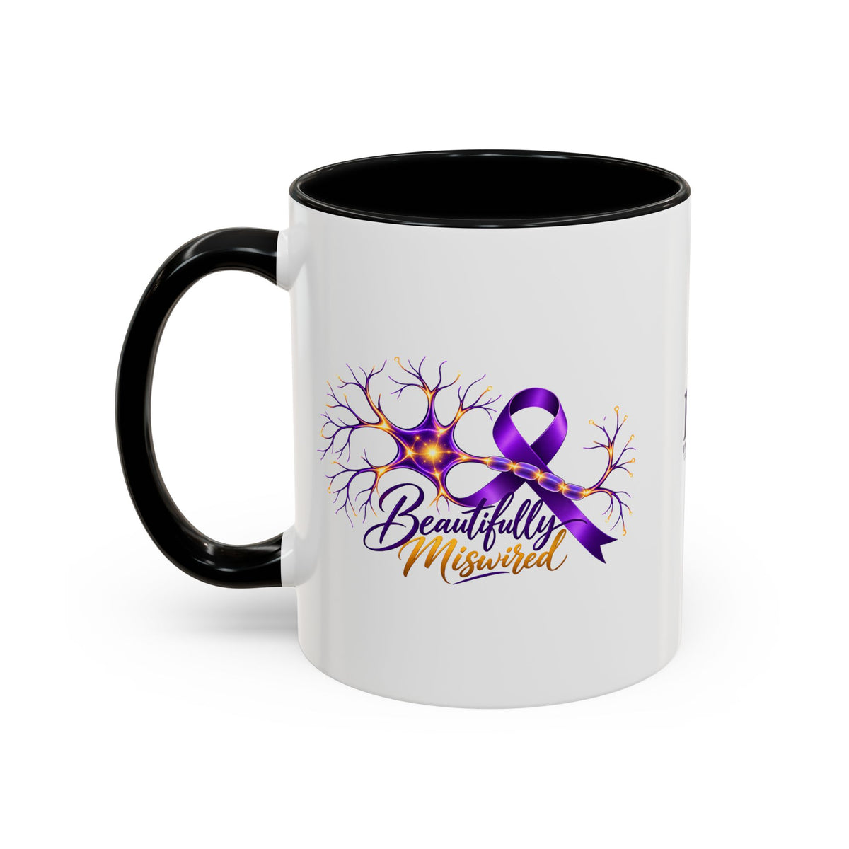 Beautifully Miswired Epilepsy Awareness Ceramic Mug | Purple Ribbon & Neuron Design (11/15oz)