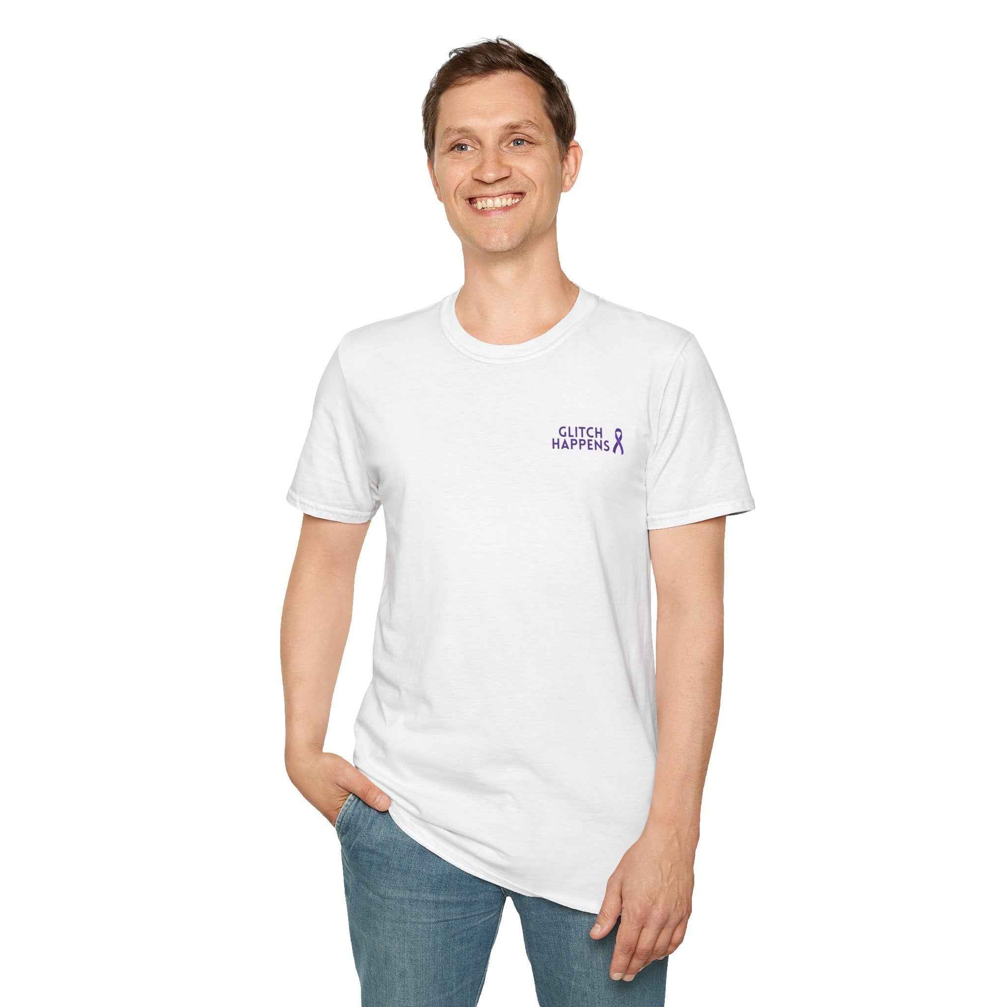 Glitch Happens Tee – Minimalist Seizure First Aid Shirt | Epilepsy Awareness | Neurostrong Apparel