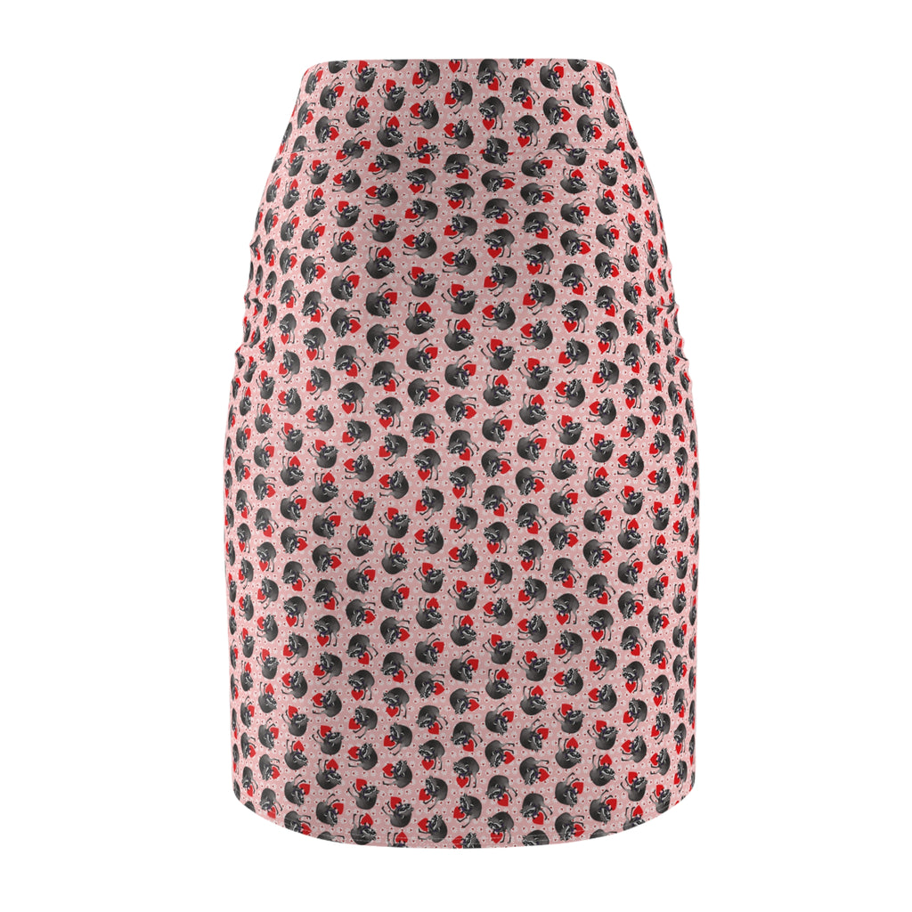 Jimothy the Raccoon Pencil Skirt | Hearts & Paw Prints Women's Fitted Skirt