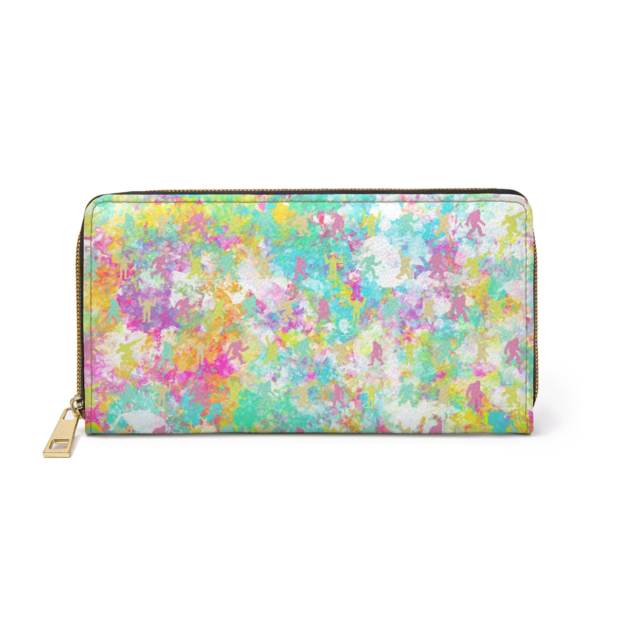 Hidden Bigfoot Watercolor Zip-Around Wallet | Colorful Sasquatch Print