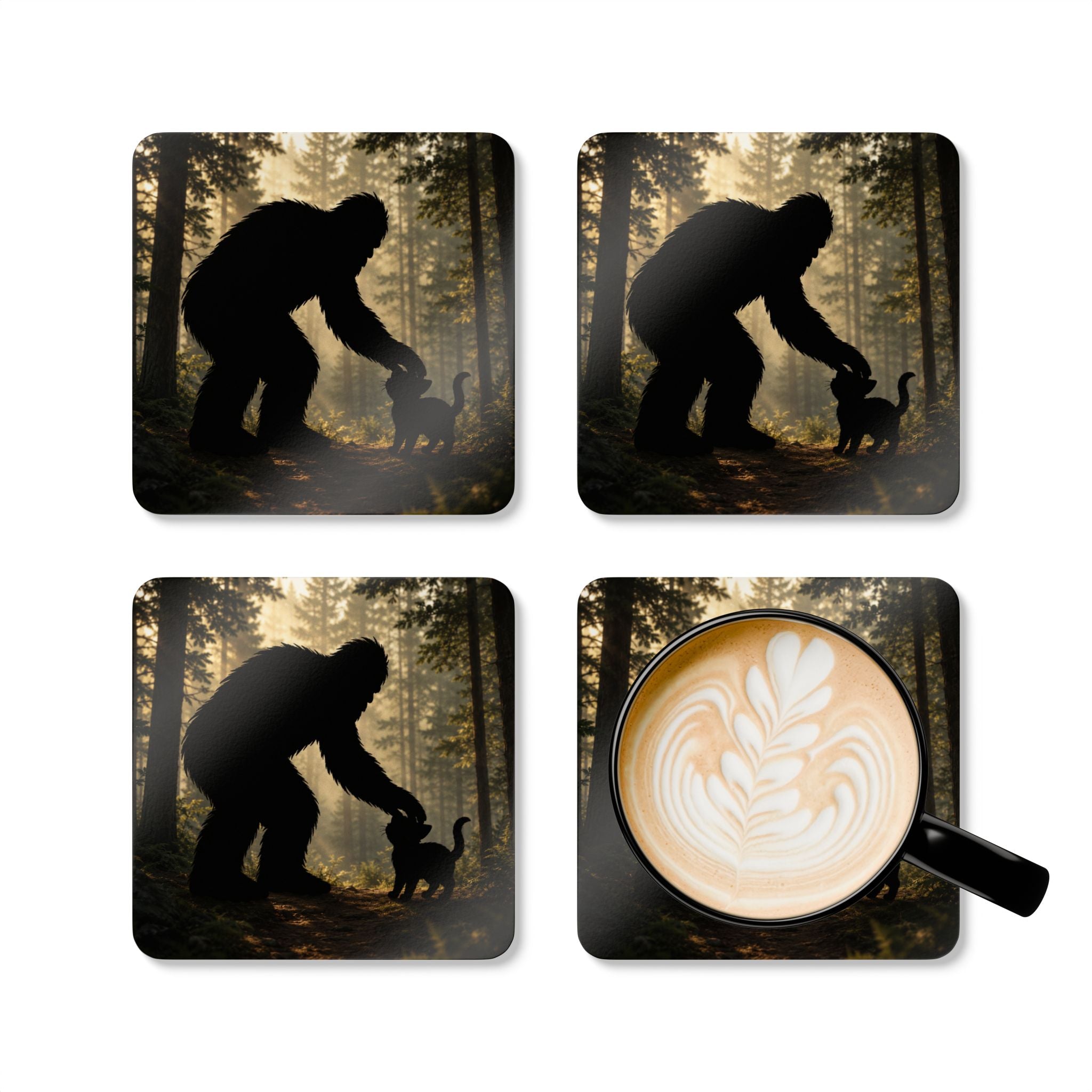 Sasquatch & Cat Forest Coaster Set