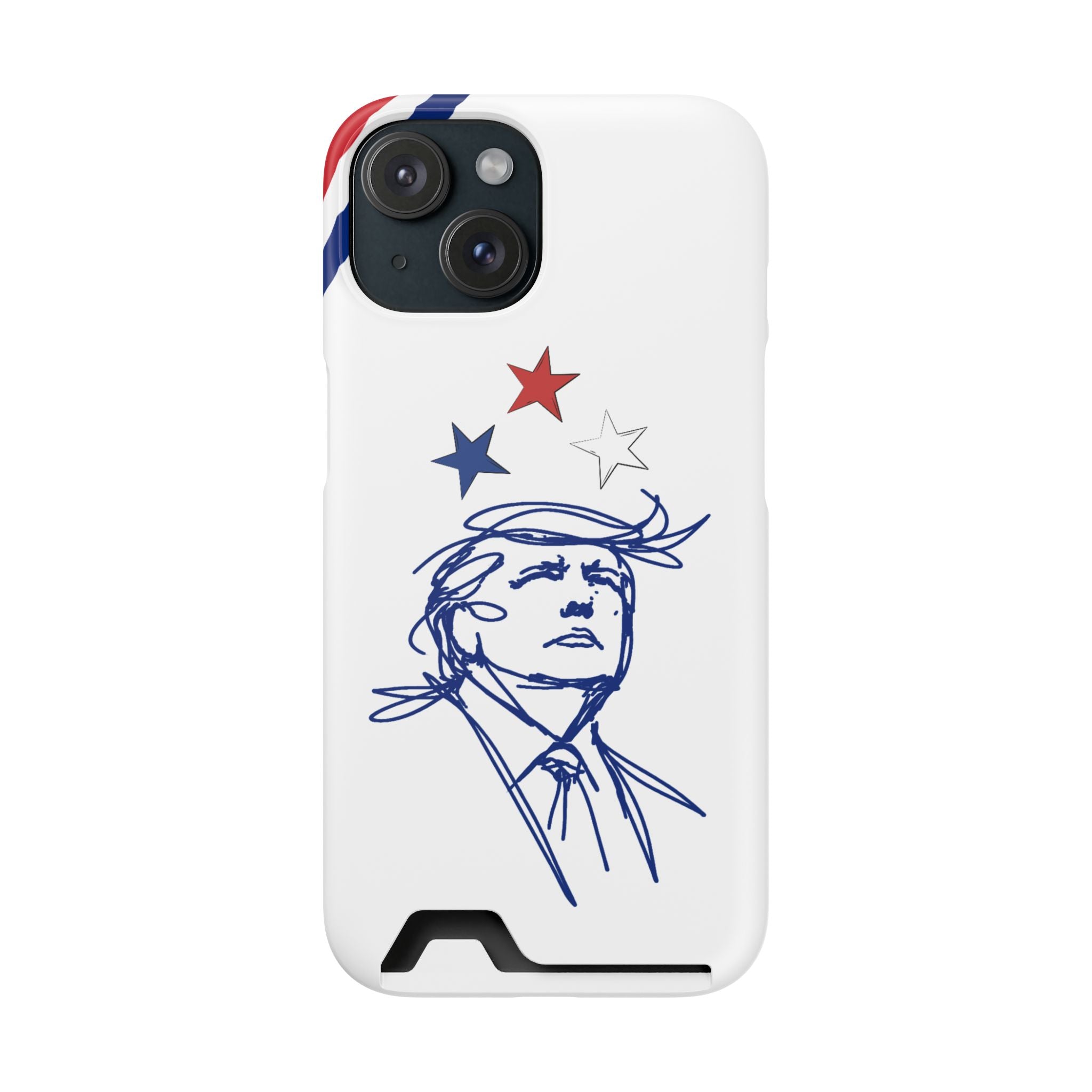 Swoop Guy iPhone Case – Minimal Line Portrait Patriotic Design, Slim Protective Case with Card Slot