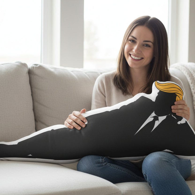 Totally Unbothered Silhouette Shaped Pillow – Absurd Political Parody Pillow