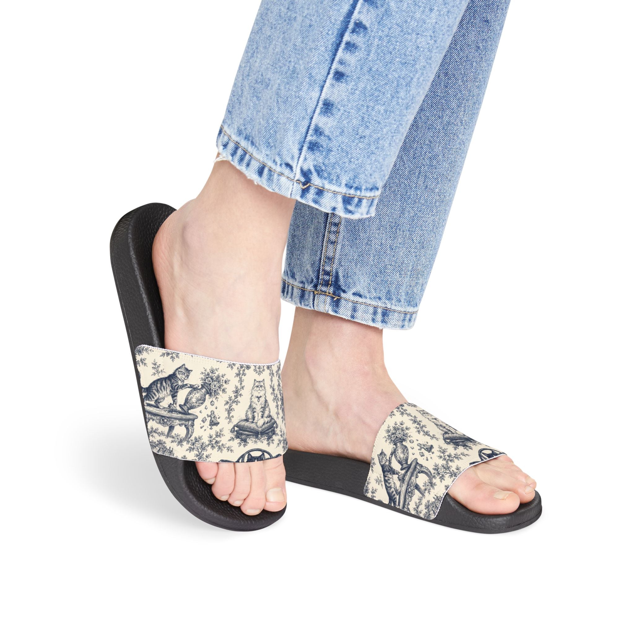 Toile Cats Slide Sandals (Removal Straps)