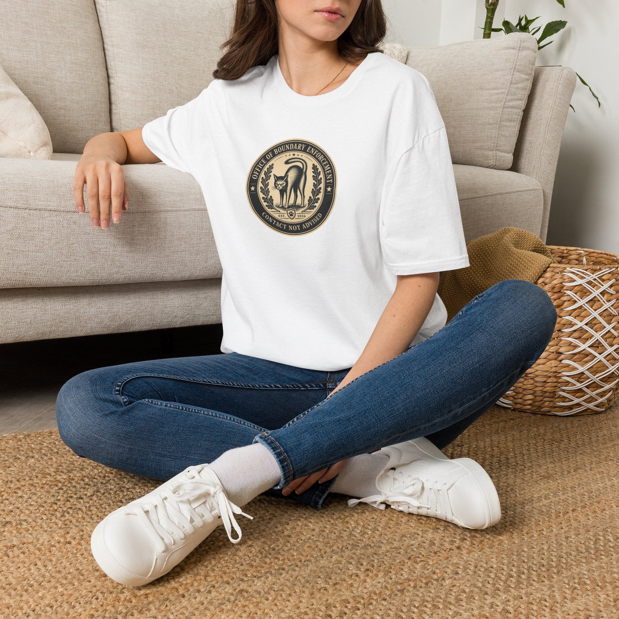 Office of Boundary Enforcement T-Shirt | Funny Cat Personal Space Tee
