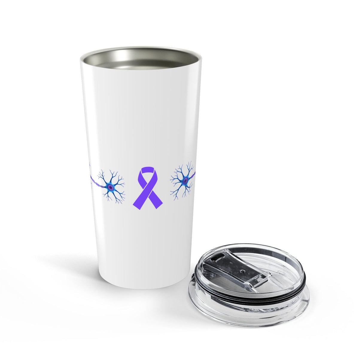 Epilepsy Awareness Purple Ribbon & Neuron 20 oz Insulated Tumbler