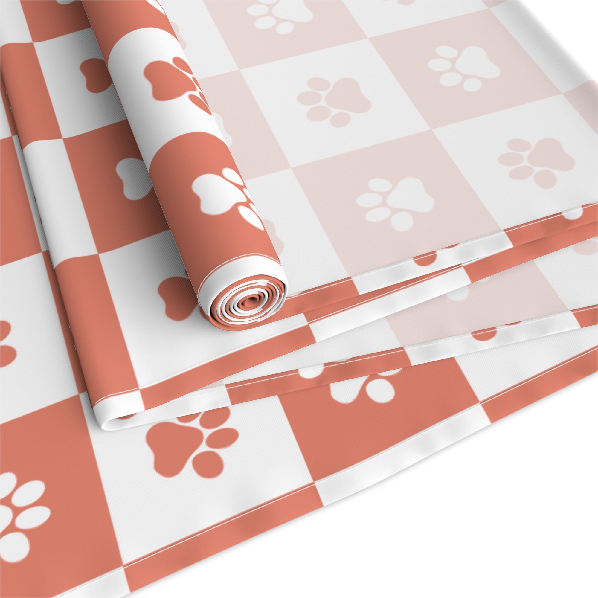 Red & White Paws Table Runner (Cotton, Poly)