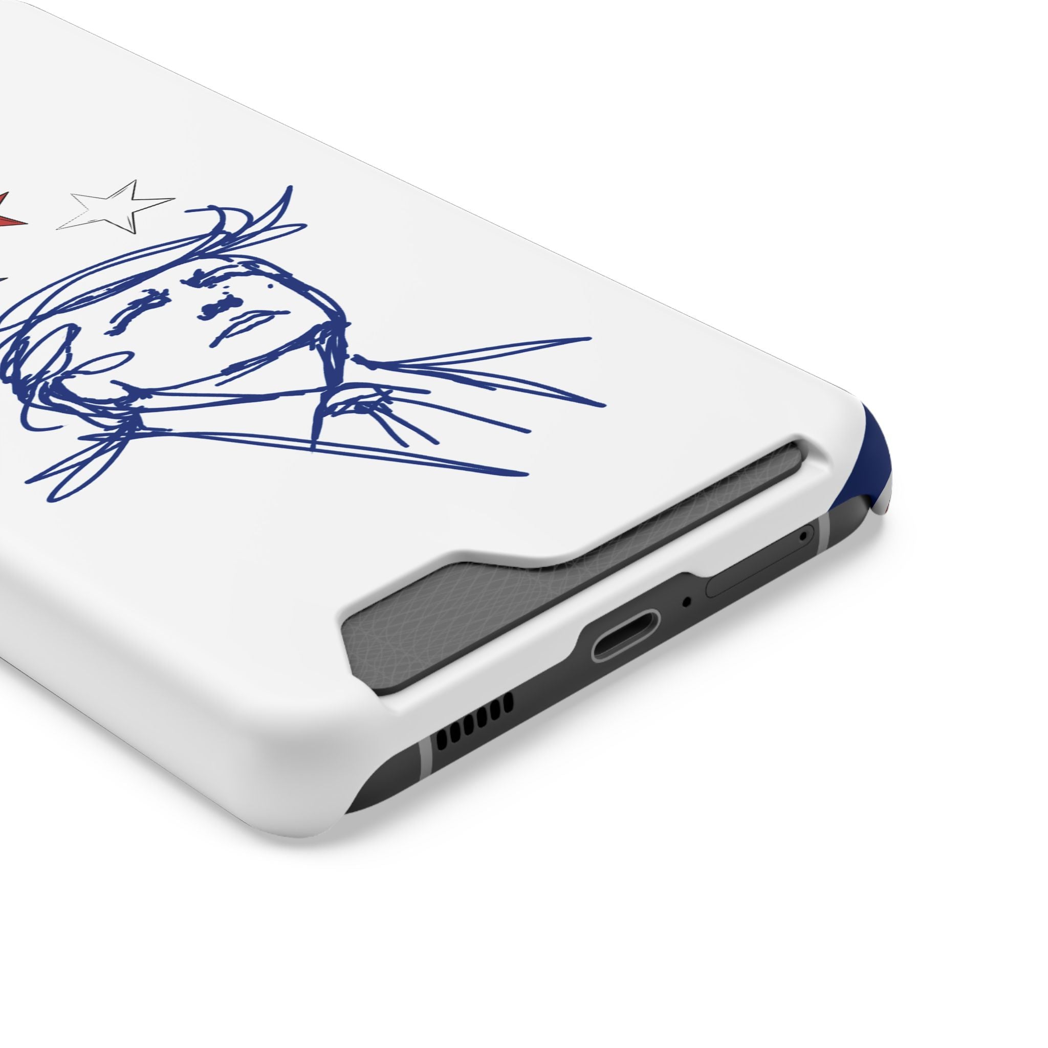 Swoop Guy iPhone Case – Minimal Line Portrait Patriotic Design, Slim Protective Case with Card Slot