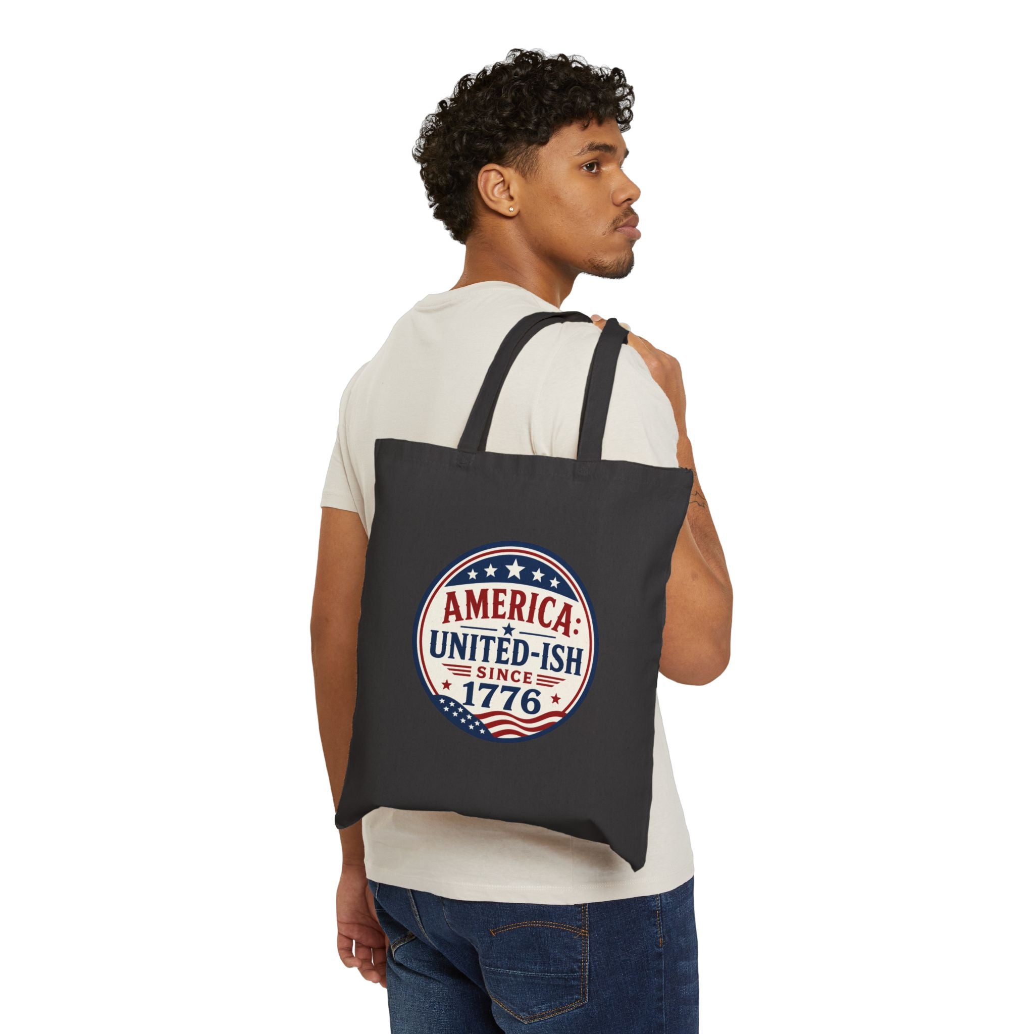 America United-ish Since 1776 Patriotic Canvas Tote Bag | Americana USA Carryall