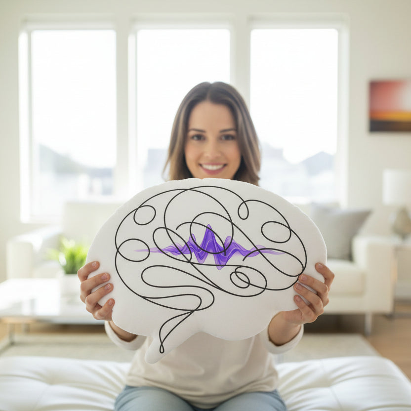 Abstract Brain Shaped Pillow – Epilepsy Awareness Accent Pillow