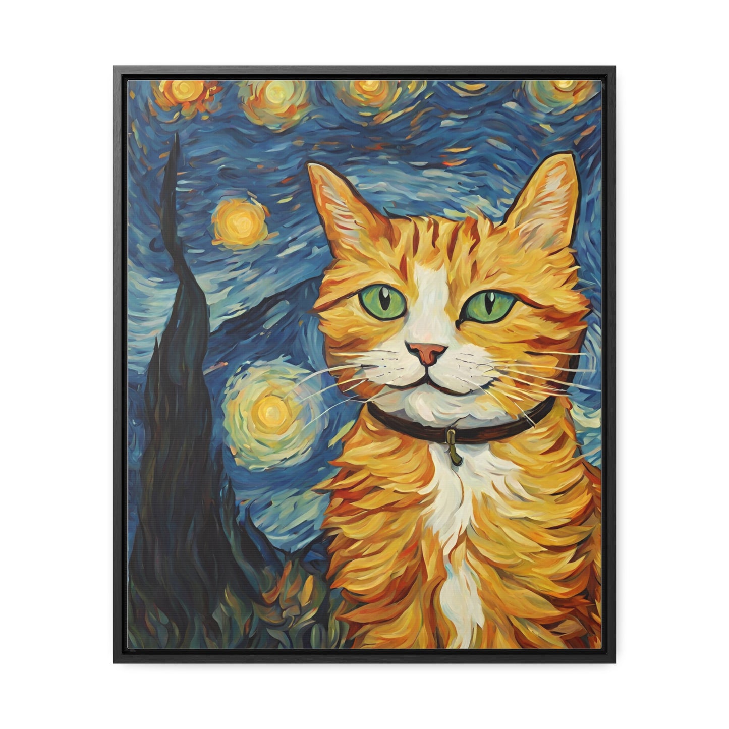 Van Gogh Style Cat Gallery Canvas Wraps, Vertical Frame