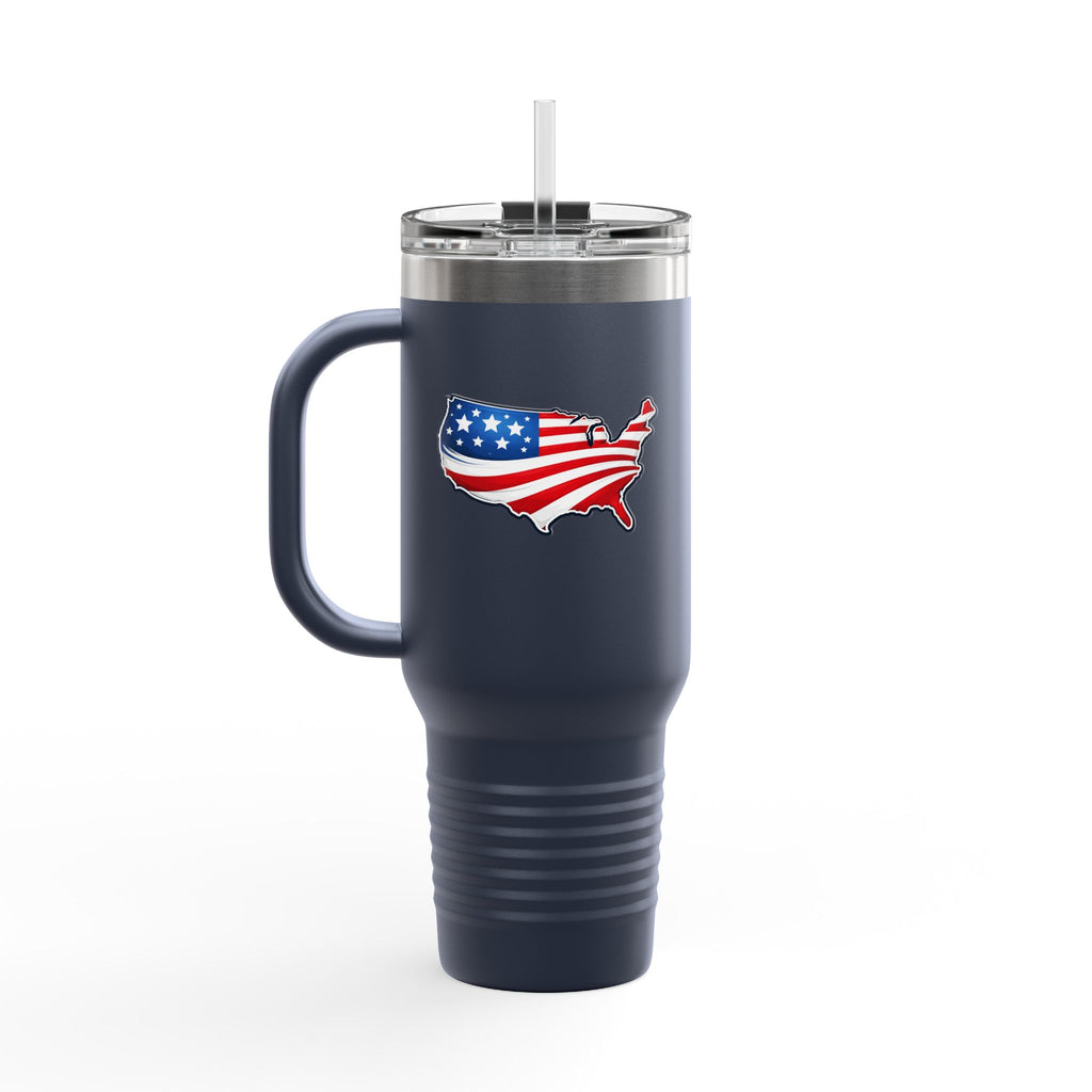 USA Map 40oz Insulated Tumbler with Handle | Patriotic Drinkware