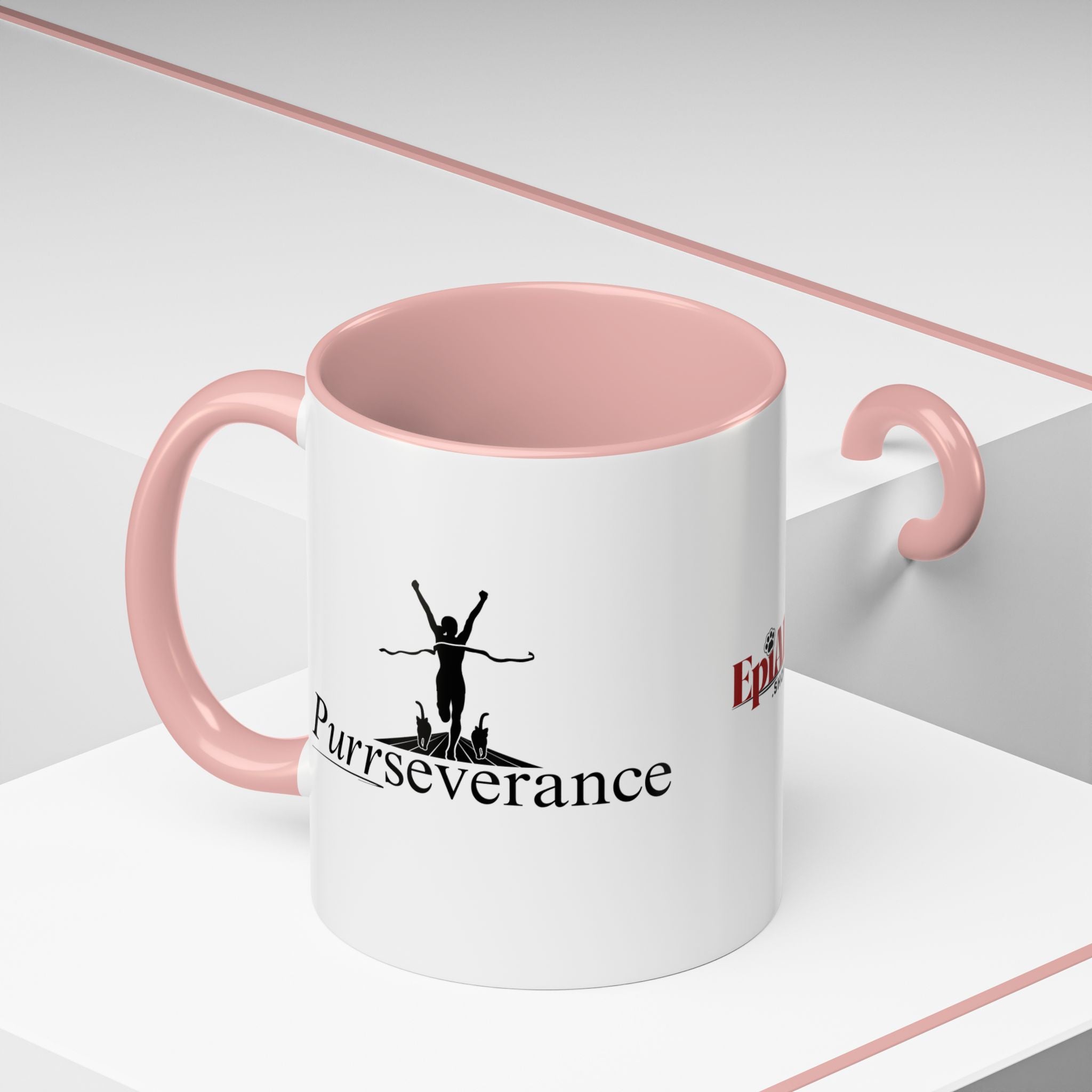 Photo depicting the ​Purrseverance Accent Coffee Mug (11, 15oz) from EpiAl's Shop.