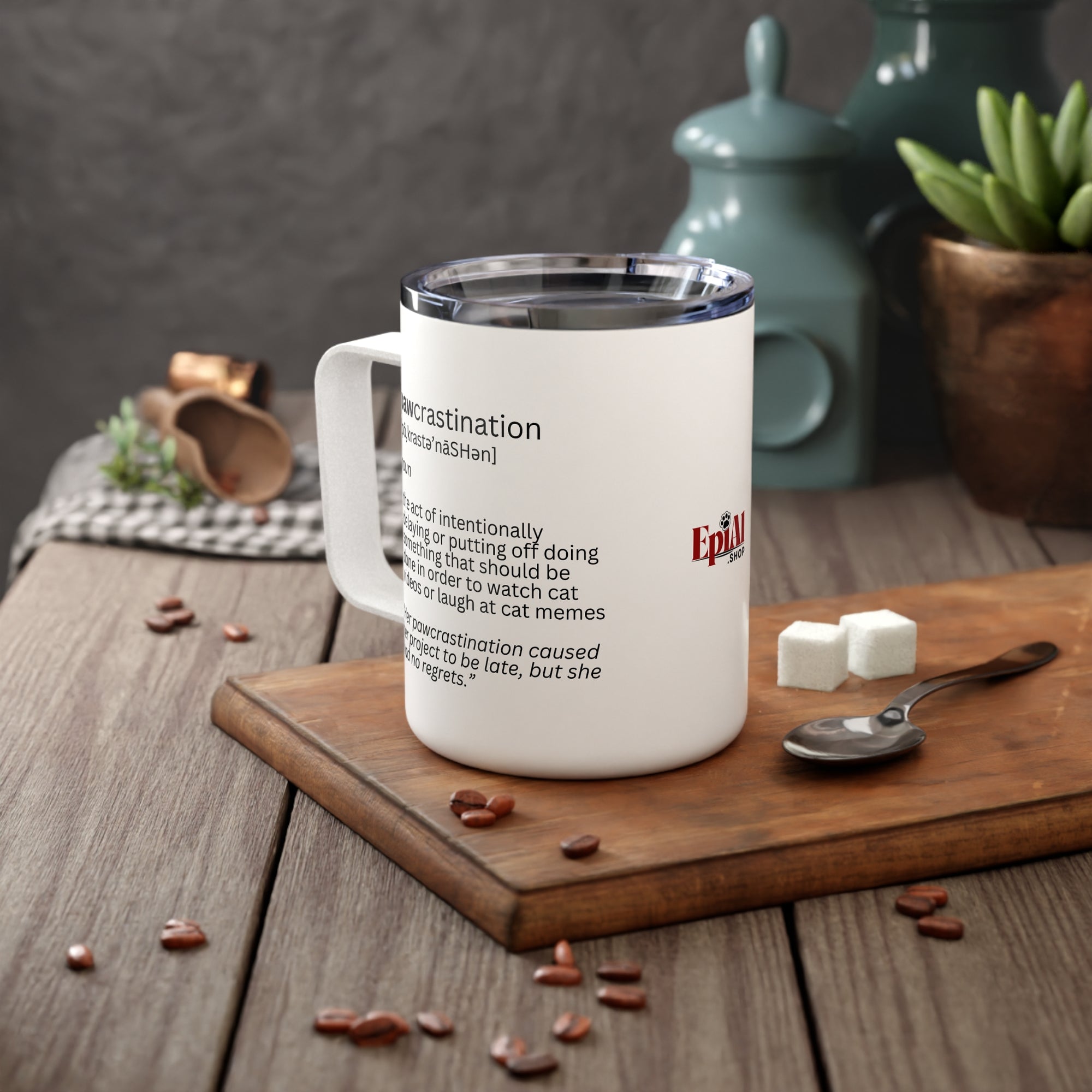 Pawcrastination Insulated Coffee Mug, 10oz
