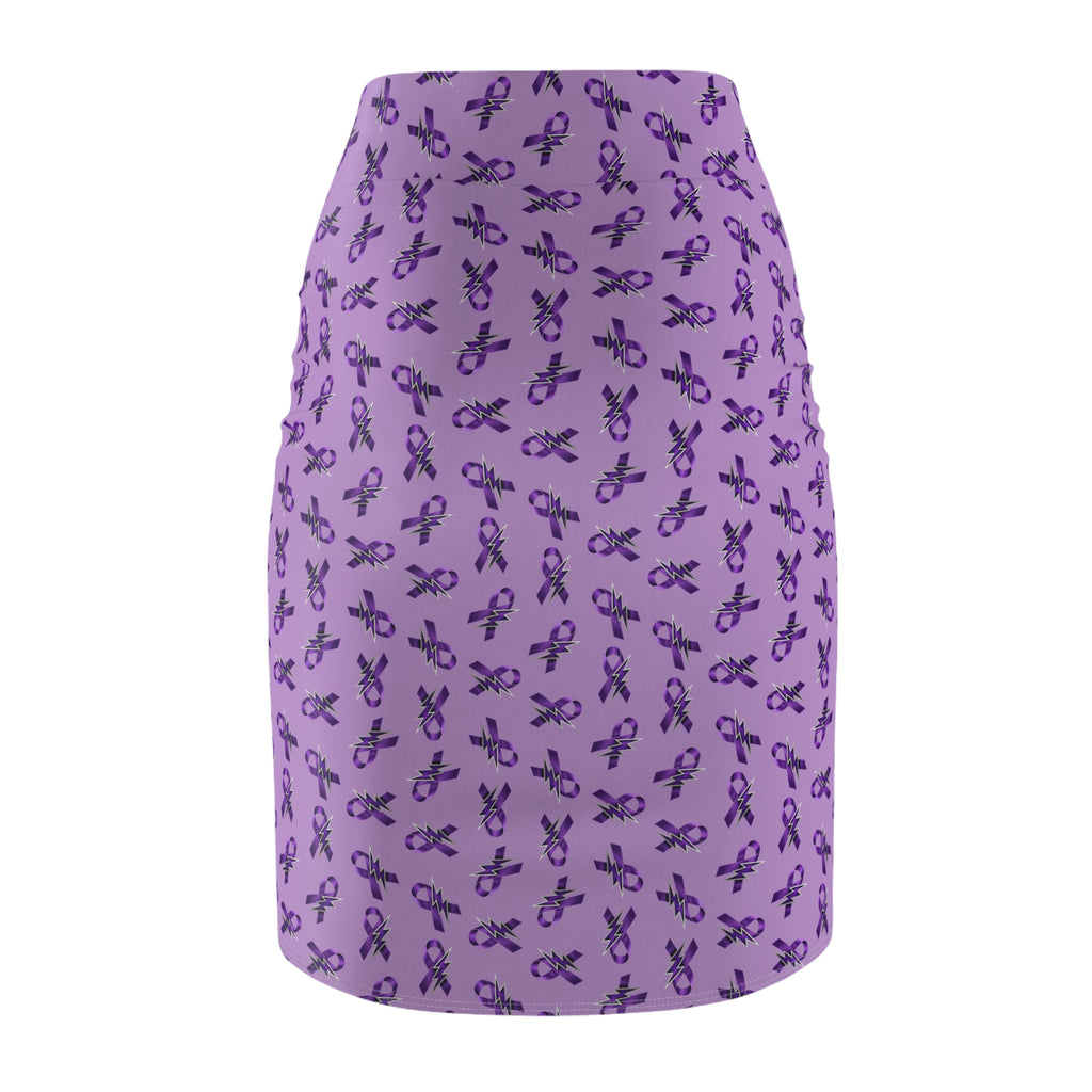 Purple Ribbon and Lightning Epilepsy Awareness Pencil Skirt