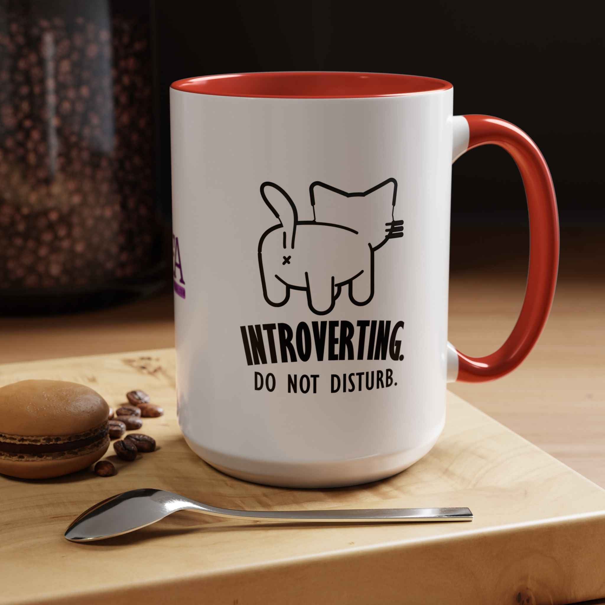 Introverting. Do Not Disturb. Two-Tone Cat Coffee Mug (11oz & 15oz)