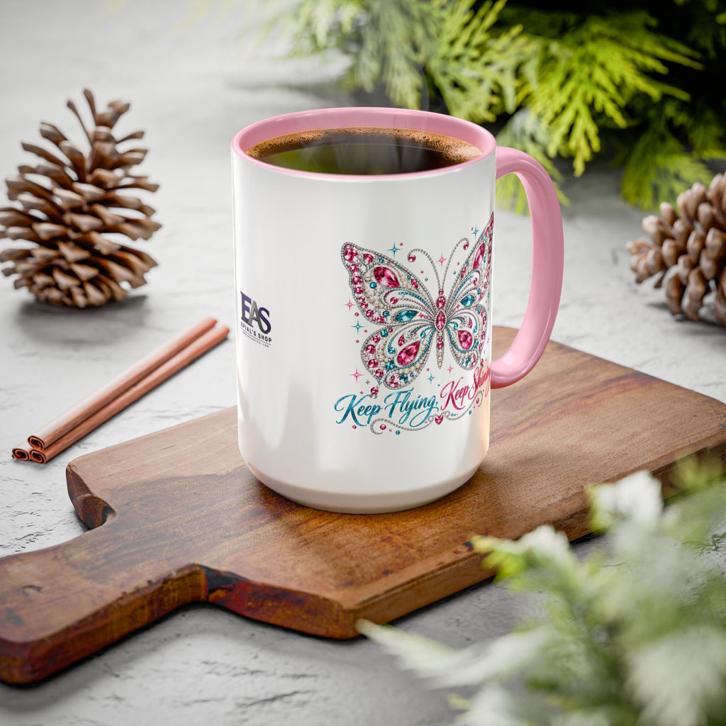 Keep Flying, Keep Shining Rhinestone Butterfly Mug (11oz & 15oz)