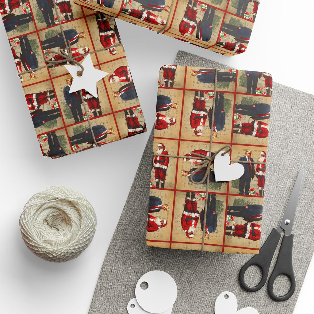 Vintage Trump & Santa Holiday Wrapping Paper