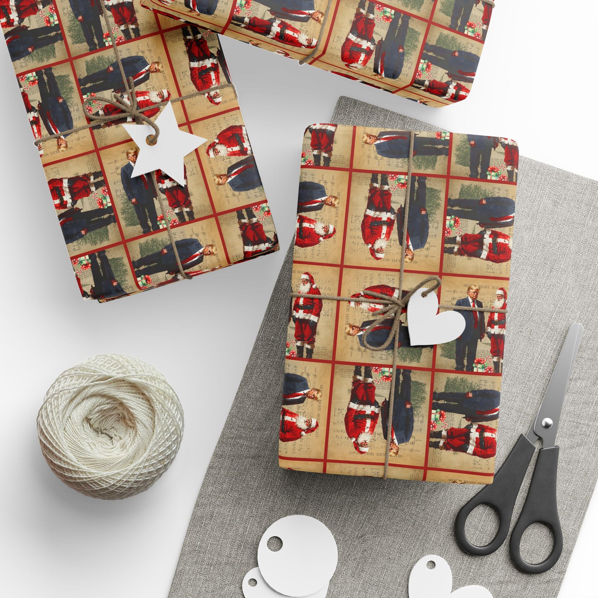 Vintage Trump & Santa Holiday Wrapping Paper