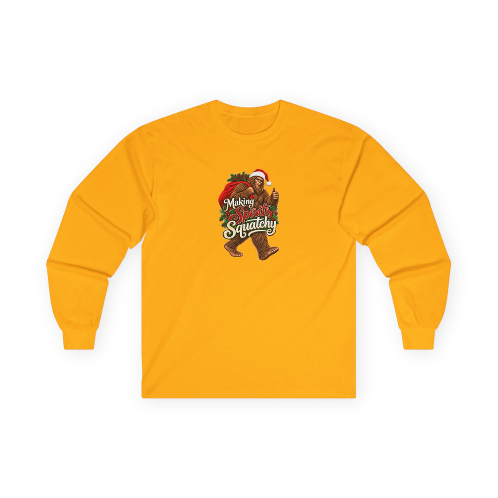 Making Spirits Squatchy Bigfoot Christmas Long Sleeve T-Shirt | Santa Sasquatch Holiday Tee