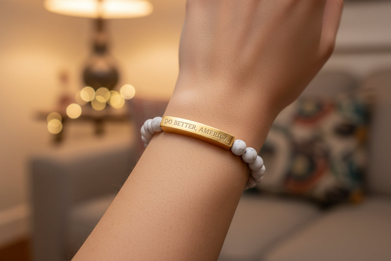 Do Better, America Bracelet – Engraved Stainless Steel Stretch Bracelet