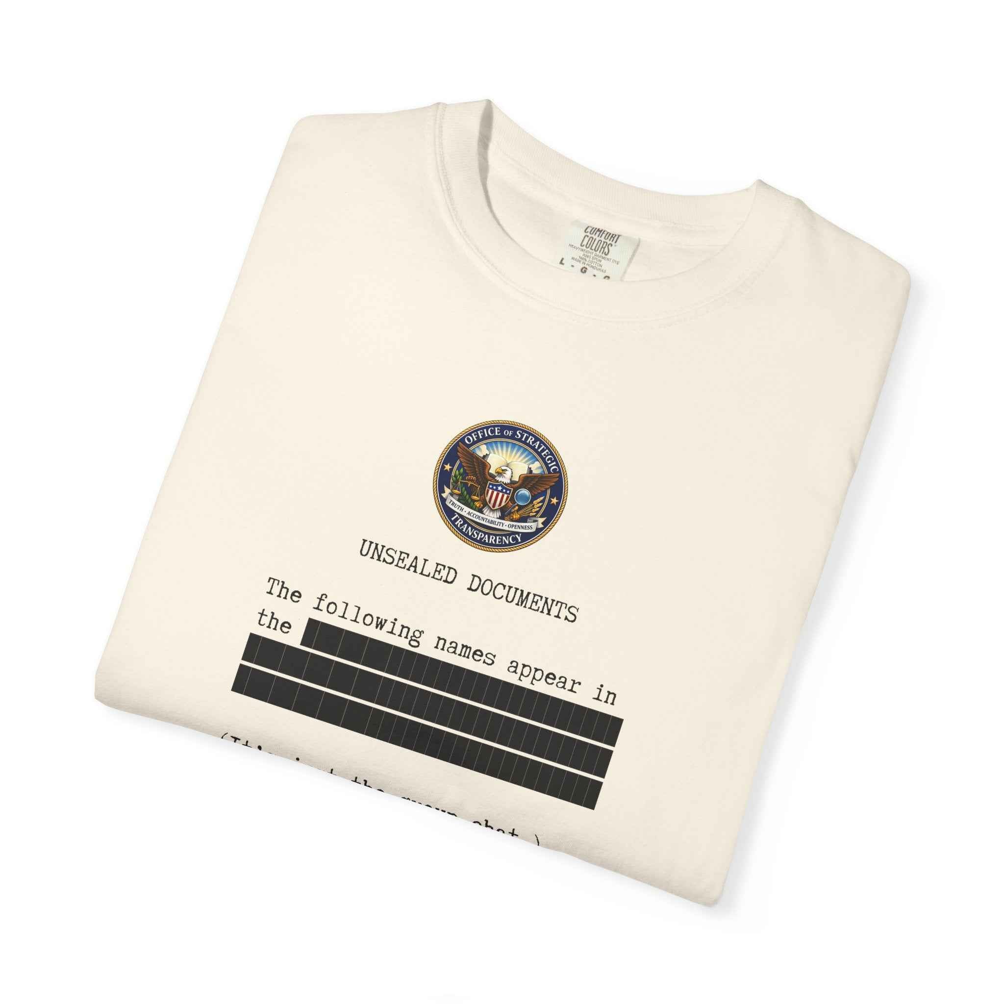 Unsealed Documents Unisex T-Shirt – Redacted Group Chat Political Satire Tee