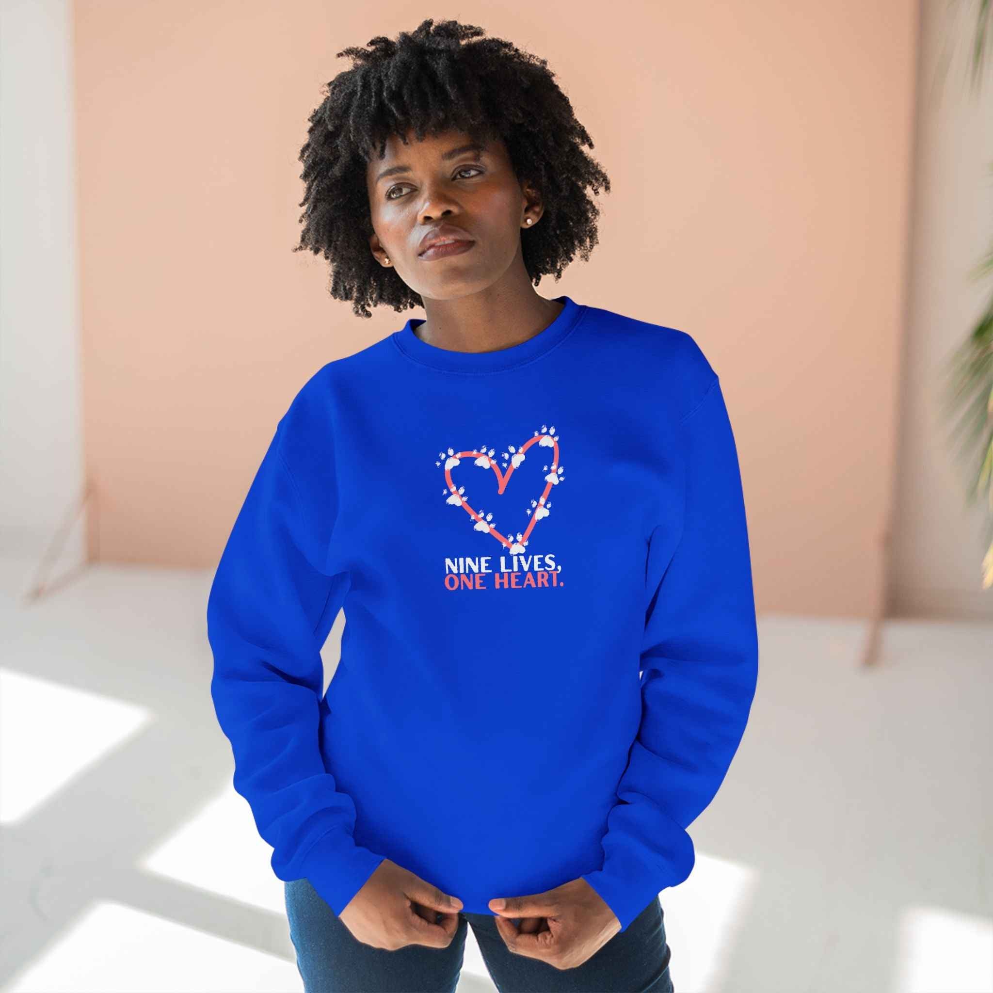 Nine Lives, One Heart – Cat Lover Sweatshirt