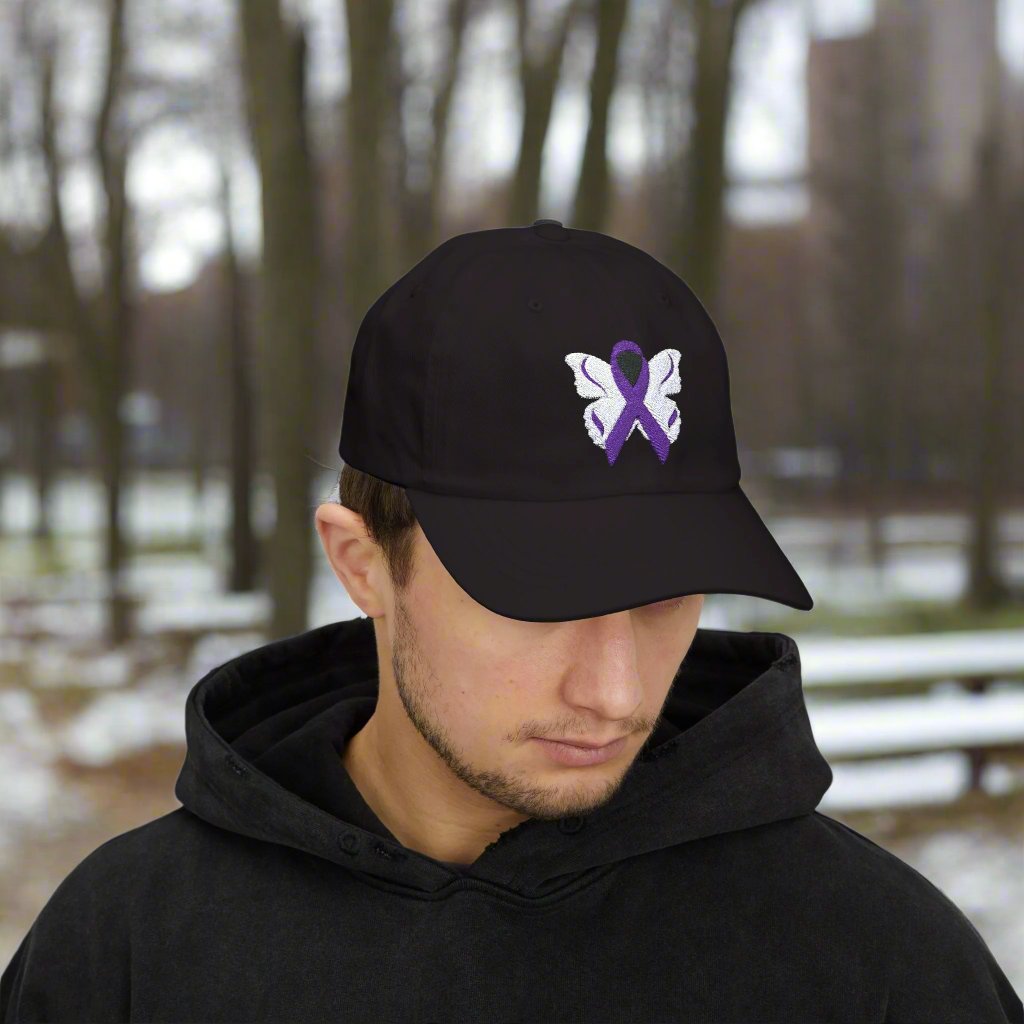 Photo depicting the ​Epilepsy Butterfly Classic Dad Cap from EpiAl's Shop.