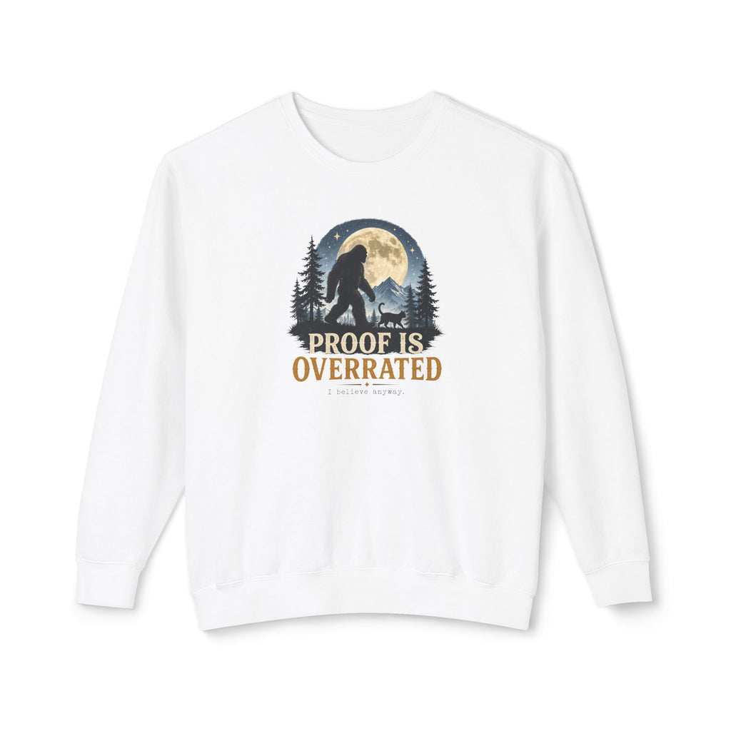 Proof Is Overrated Sasquatch & Cat Crewneck Sweatshirt