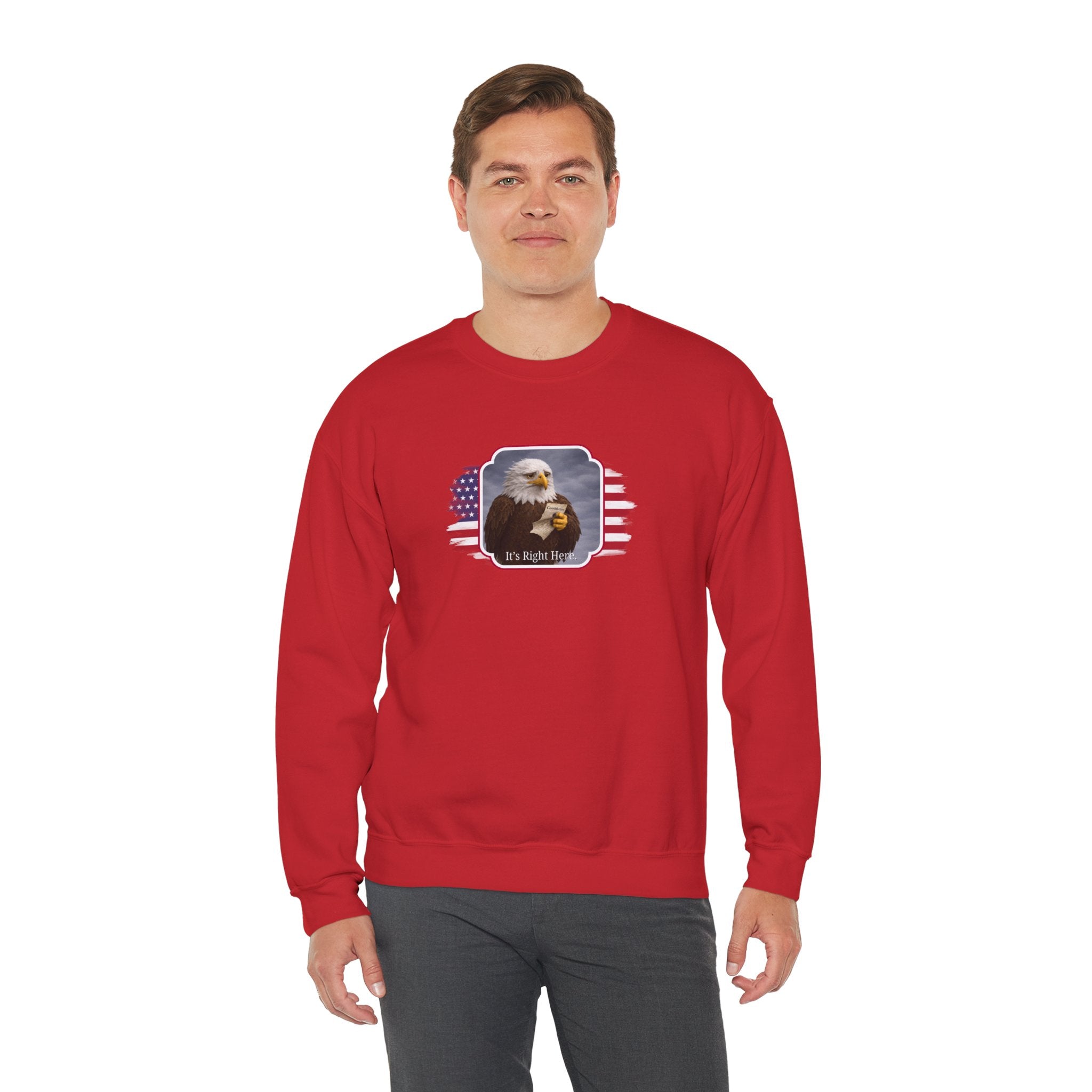 “It’s Right Here” Political Parody Crewneck Sweatshirt
