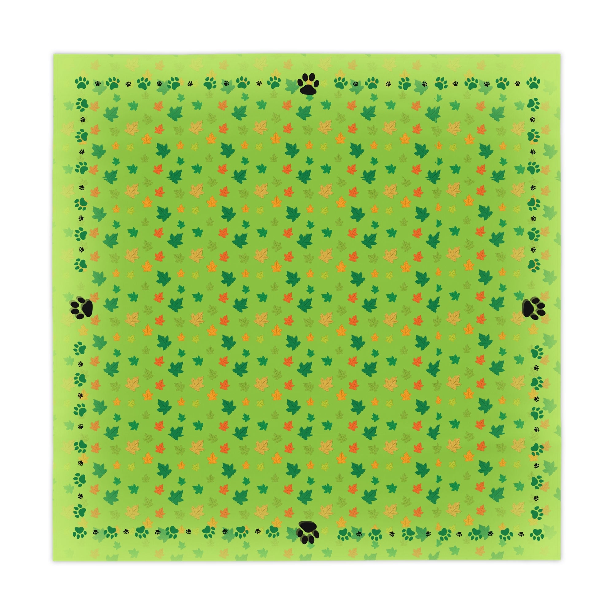 Vibrant Kitty Prints & Leaves Tablecloth for Gatherings