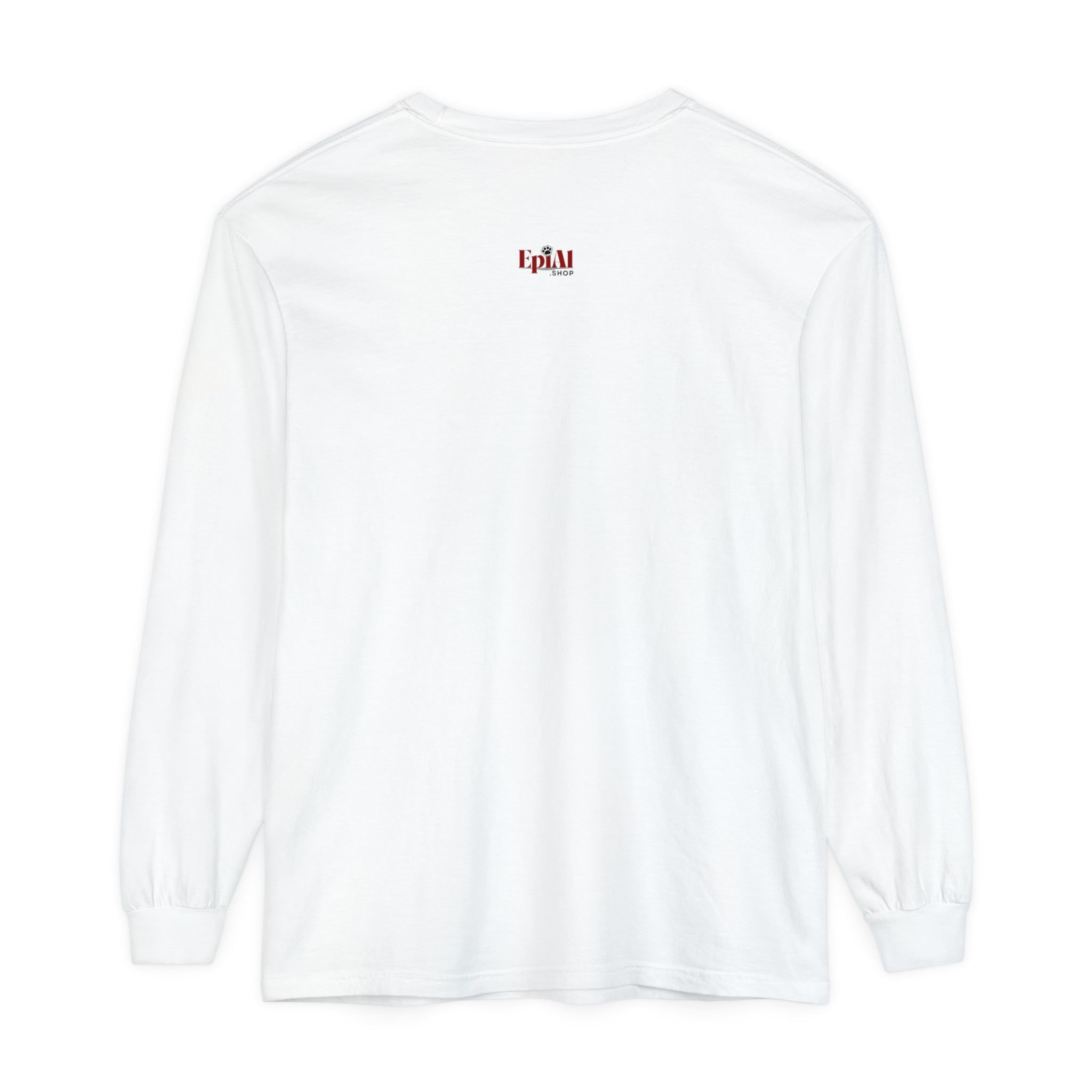 Photo depicting the ​Cat Hair Accessorized Unisex Garment-dyed Long Sleeve T-Shirt from EpiAl's Shop.