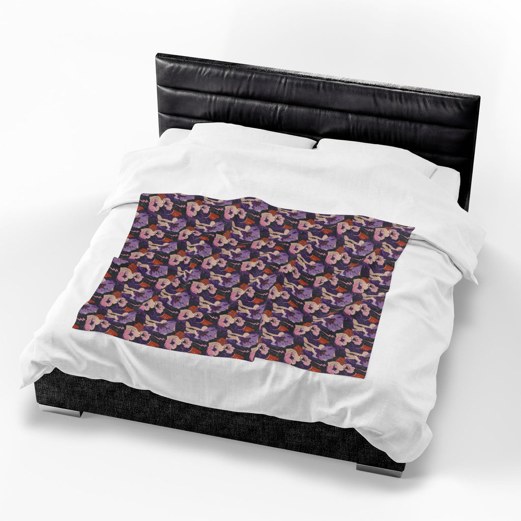Epilepsy Awareness Floral Plush Blanket | Purple Ribbon Throw Blanket