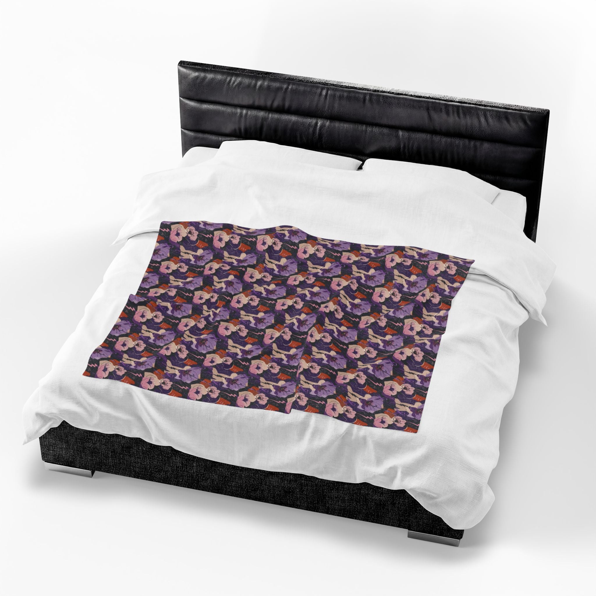 Epilepsy Awareness Floral Plush Blanket | Purple Ribbon Throw Blanket