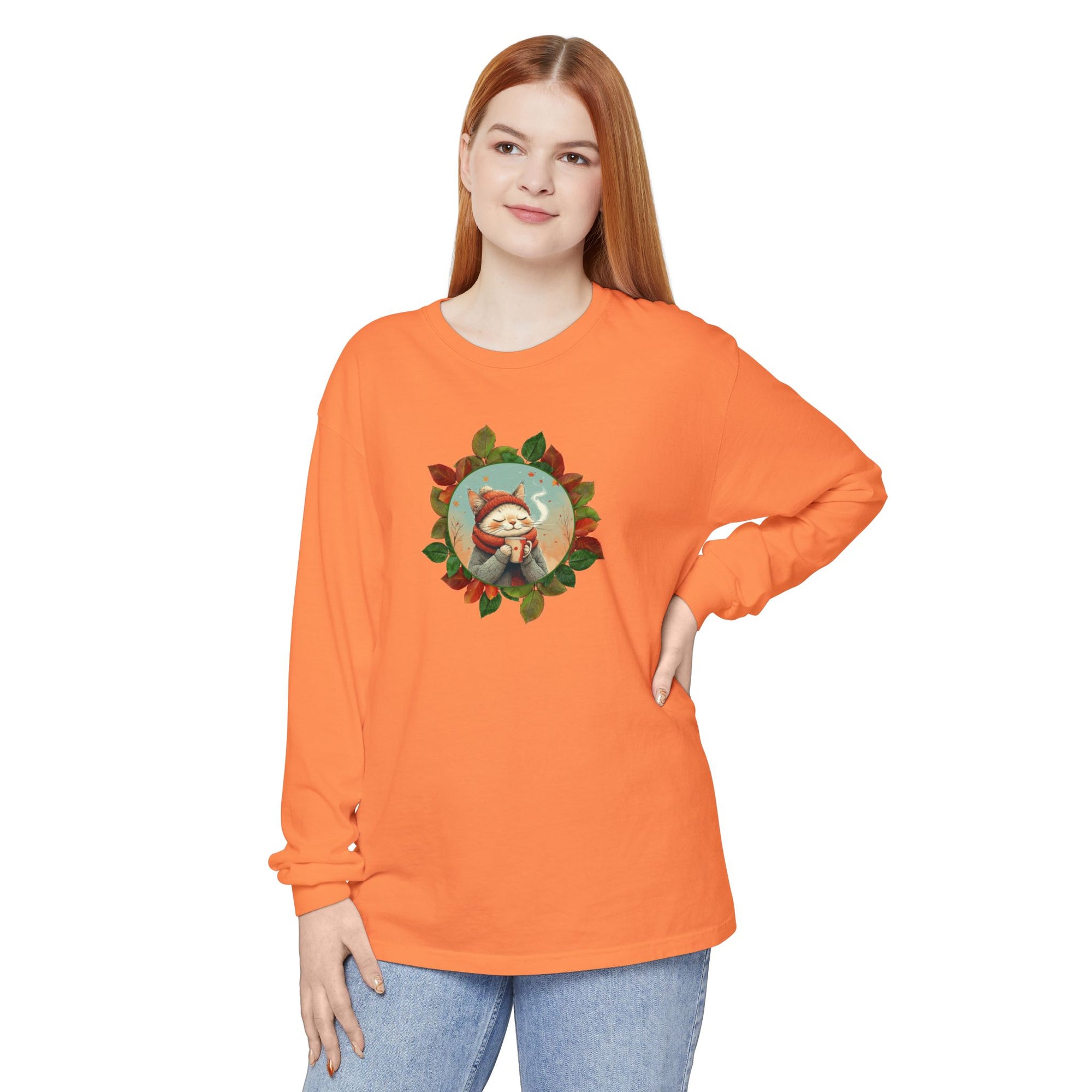 Country Autumn Kitty Long Sleeve T-Shirt | Fall Fashion