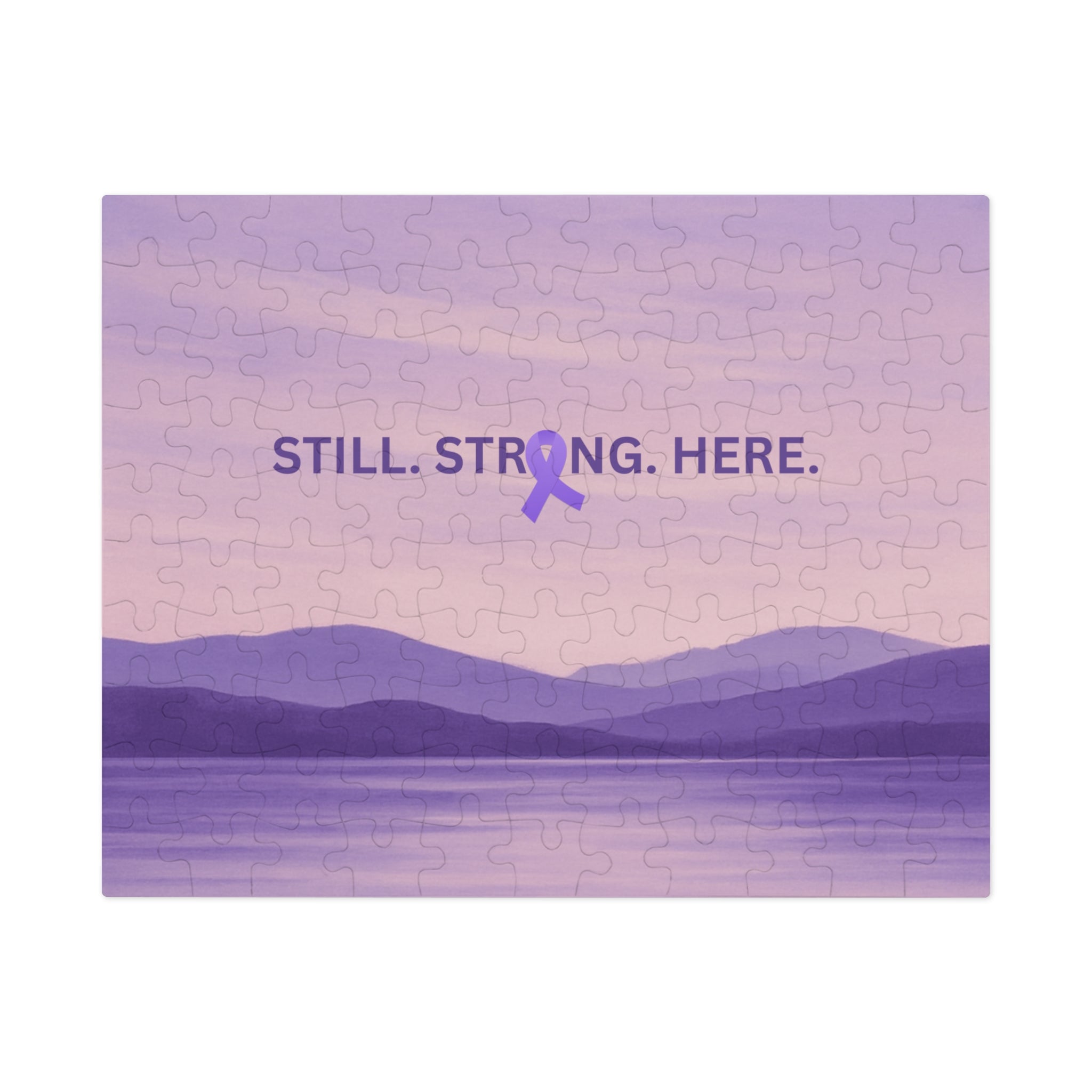 “Still. Strong. Here.” Epilepsy Awareness Jigsaw Puzzle — Lavender Horizon Design